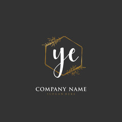 Handwritten initial letter Y E YE for identity and logo. Vector logo template with handwriting and signature style.