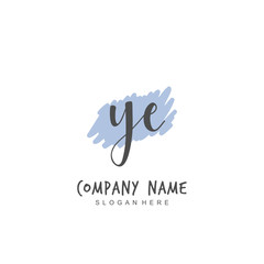 Fototapeta premium Handwritten initial letter Y E YE for identity and logo. Vector logo template with handwriting and signature style.