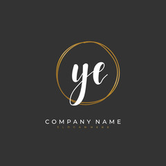 Fototapeta premium Handwritten initial letter Y E YE for identity and logo. Vector logo template with handwriting and signature style.