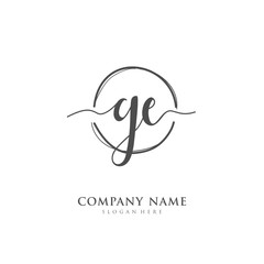 Handwritten initial letter G E GE for identity and logo. Vector logo template with handwriting and signature style.