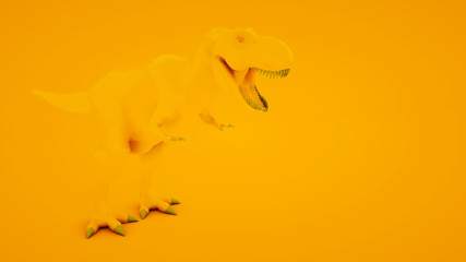 Tyrannosaurus Rex on orange background. Minimal idea concept, 3d illustration