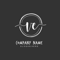 Handwritten initial letter V E VE for identity and logo. Vector logo template with handwriting and signature style.