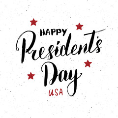 Happy President's Day Vintage USA greeting card, United States of America celebration. Hand lettering, american holiday grunge textured retro design vector illustration.