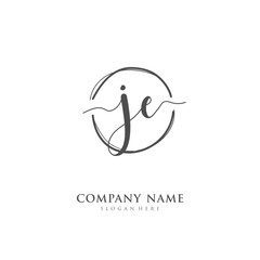 Handwritten initial letter J E JE for identity and logo. Vector logo template with handwriting and signature style.