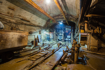 Underground gold mine shaft horizon inset shaftbottom inset