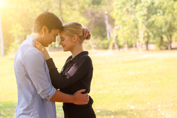 Fototapeta premium Happy couple in love enjoying their honeymoon. the concept of wedding after valentine day.