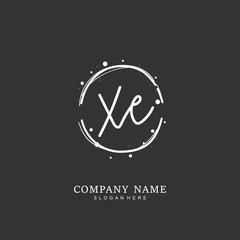 Obraz premium Handwritten initial letter X E XE for identity and logo. Vector logo template with handwriting and signature style.
