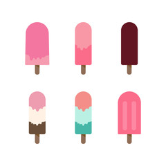 Set of colorful flat vector ice cream illustration isolated on a white background.