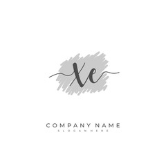 Handwritten initial letter X E XE for identity and logo. Vector logo template with handwriting and signature style.