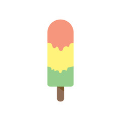 Colorful melting ice-cream  flat vector illustration isolated on a white background.