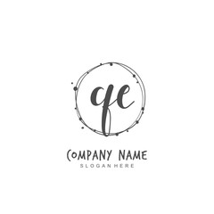 Fototapeta premium Handwritten initial letter Q E QE for identity and logo. Vector logo template with handwriting and signature style.