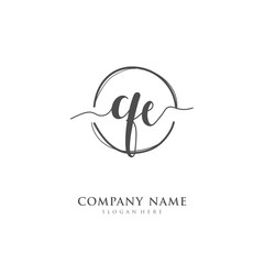 Handwritten initial letter Q E QE for identity and logo. Vector logo template with handwriting and signature style.