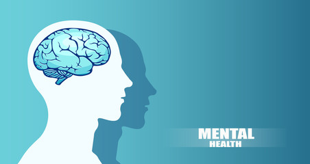 Vector silhouette of a human head with brain.