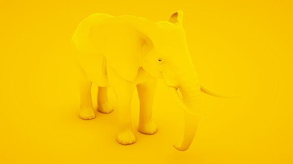 Elephant isolated on yellow background. Minimal idea concept, 3d illustration