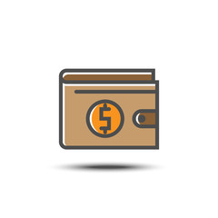 Vector wallet filled line icon on white background
