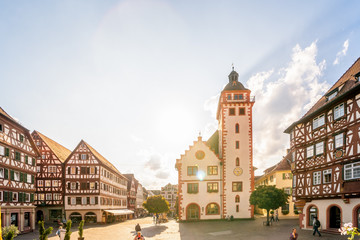 Fototapeta na wymiar Marktplatz und Rathaus, Mosbach, Deutschland 