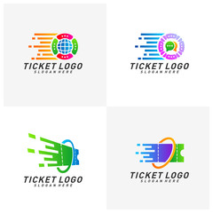 Set of Quick Ticket Logo Template Design Vector, Emblem, Creative design, Icon symbol concept