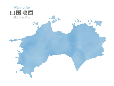 水彩風　四国地図