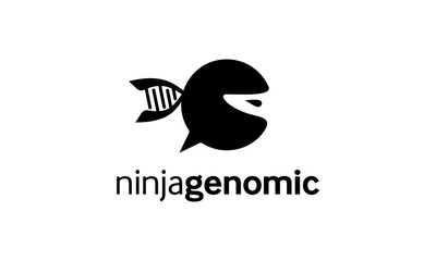 ninja genomics dna helix logo design concept
