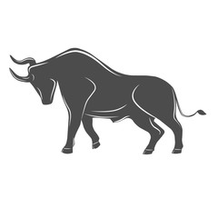 Retro Bull. Vector illustration