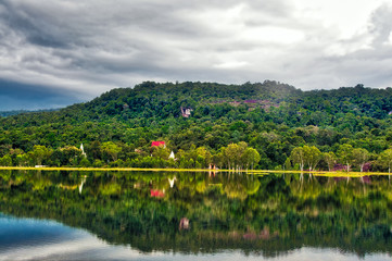 Fototapeta premium Landscape of beautiful natural park view with dramatic sky.
