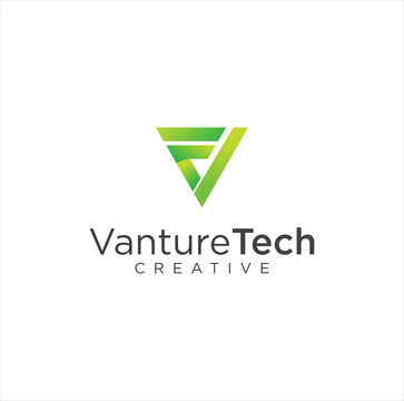 Letter F V VF Triangle Logo Tech Design Vector Stock illustration .  Triangle Tech Logo Design