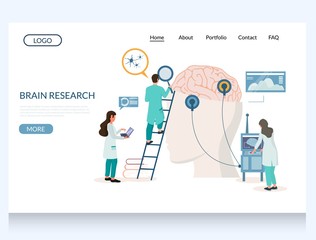 Brain research vector website landing page design template