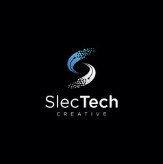 Letter S Tech Logo Design illustration. S Tech Digital Logo Design  - obrazy, fototapety, plakaty