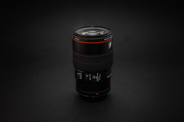 100 mm macro lens on dark background 