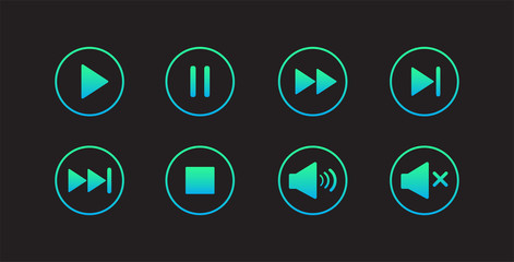 Play button icon. Media player control icon set. Modern design. Vector illustration. © Alano Design