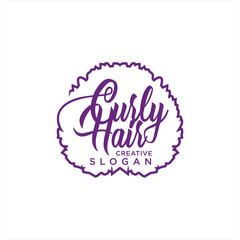 Curly Hair Logo Beauty Salon Stock Image . Curly Hair Specialists Logo . barbershop logo design .