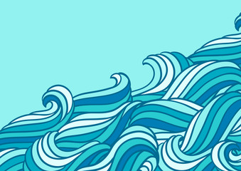 Card design with waves. Background with sea, river or water texture.