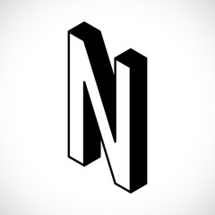 3d Letter N logo icon design template element. Vector illustration