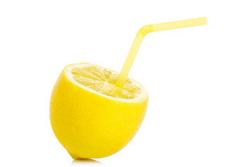 lemon with straw