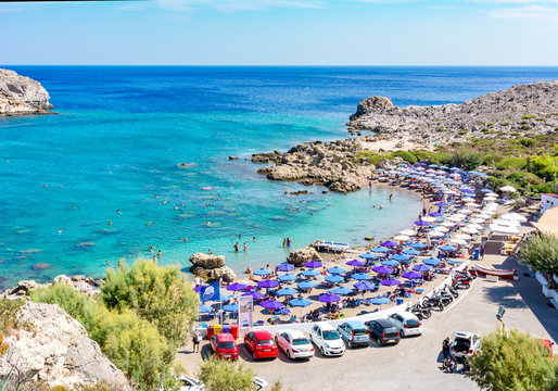 Ladiko beach on Rhodes island, Greece