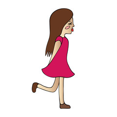 Color vector illustration of a girl blowing a kiss. Girls on an isolated background. Long hair, closed eyes. Idea for a sticker, book, magazine. Cartoon style. Valentine day. Holiday print.