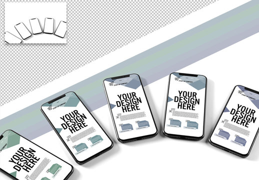 Mockup of Several Smartphones