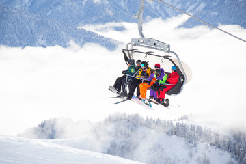 Fototapeta na wymiar chairlift at a ski resort