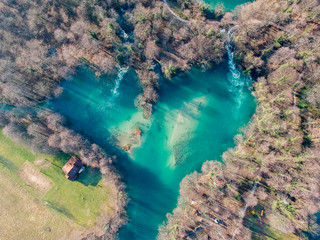 Heart shaped bay on river Una in Bosnia and Herzegovina