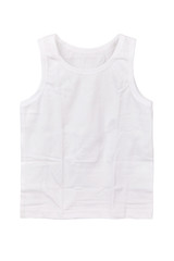 Kids white cotton sleeveless T-shirt isolated on white background