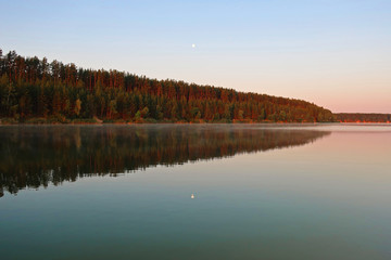 Fototapeta premium landscape with lake and forest