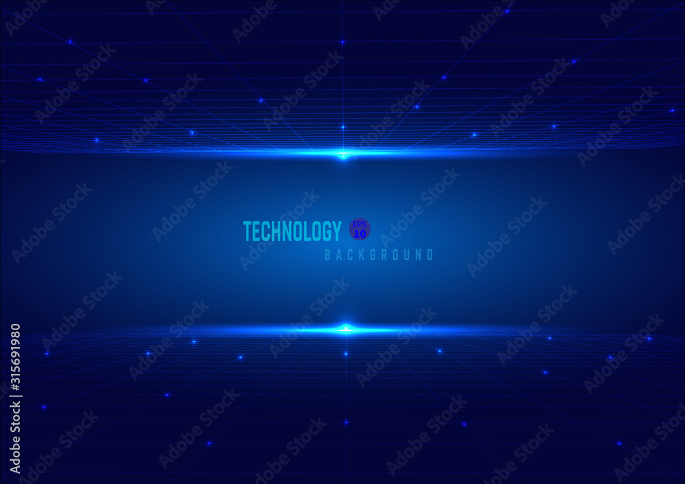 Fototapete abstract digital technology on blue background style. science and connection. banner web with copy s