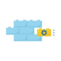 Constructor plugin disconnect and connection and creative icon. Electric wall with elements. Filled flat Plugin icon for computer and mobile.