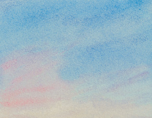 Watercolor abstract background of blue to red gradient color. Hand drawn watercolor painting..