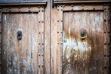 old doors close up view within the historical streets of the italian city Palermo