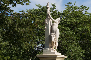 Obraz premium Marble sculpture Cassandra under the protection of Pallas (1877) by Aime Millet (1819-1891) in the Tuileries Park, Paris, France.