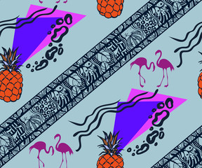 Vector background hand drawn exotic tropic. Hand drawn ink illustration. Modern ornamental decorative background. Vector pattern. Print for textile, cloth, wallpaper, scrapbooking