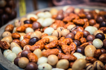 mix chocolate candies close up view