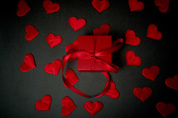 Valentine's day, a Declaration of love. Red box with a gift to your loved one.