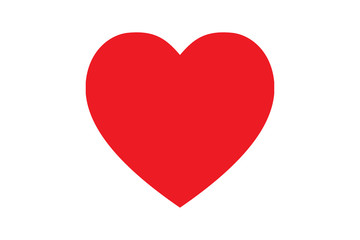 Red heart shape love icon for valentine day on white background with copy space.